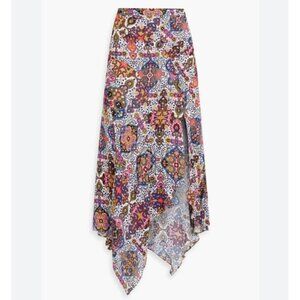 Veronica Beard Mac Paisley Printed Asymeteric Midi Skirt Sz 14 Lined Side Zip Sl